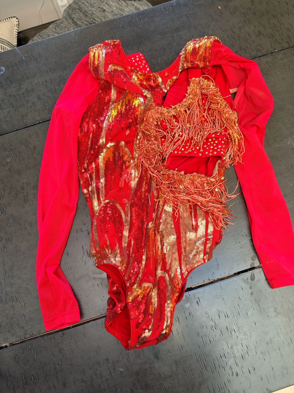 Red Sequin Fringe Performance Jacket - Unbranded